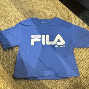FILA x Soul Cycle cropped tee shirt size small, blue